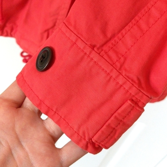 Gap Lightweight Zip & Button Front Hooded Utility Cargo Jacket Hot Coral Pink XS - Picture 12 of 16